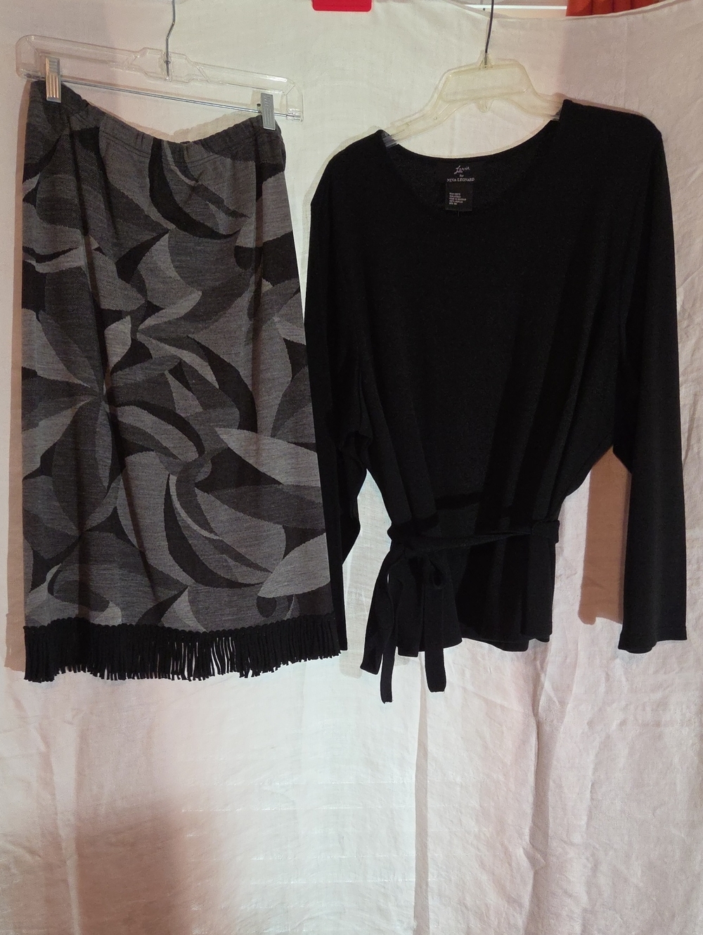 Nina Leonard Black Knit Top with Subtle Sheen